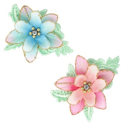 Hair Clips PINK POPPY Fabric Flower