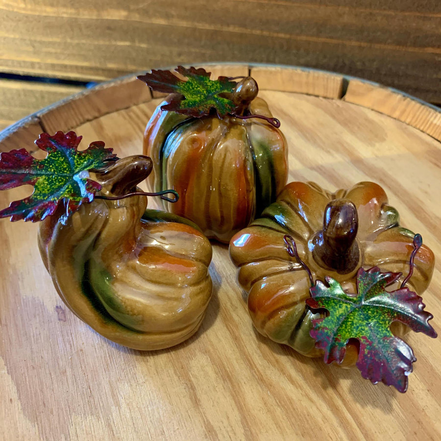 Fall Painted Ceramic Pumpkins & Gourds