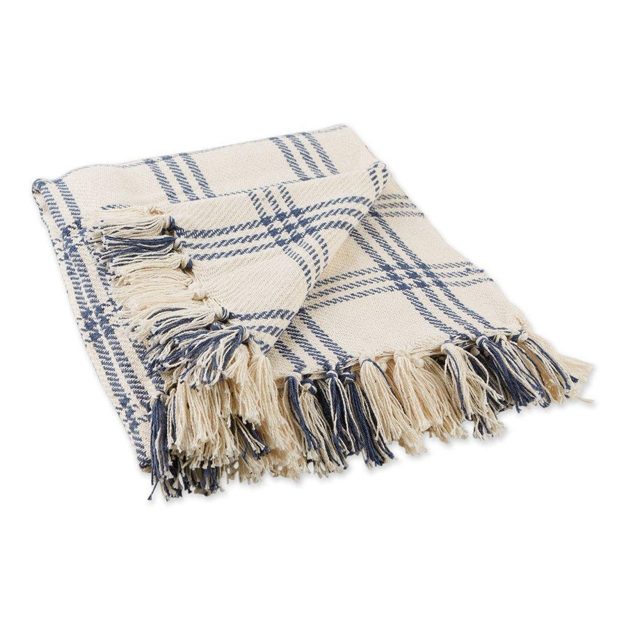 Farmhouse Blue Modern Plaid Throw Blanket