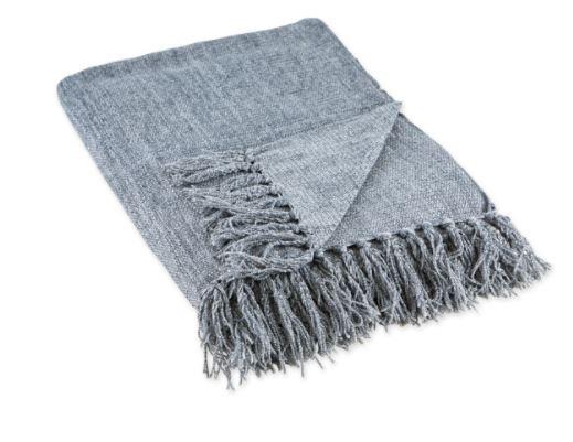 Farmhouse Denim Blue Chenille Throw Blanket