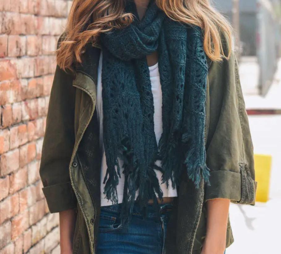 Feather Knit Boho Scarf