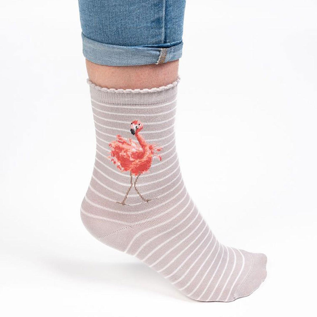 Flamingo "Pretty in Pink" Socks by Wrendale