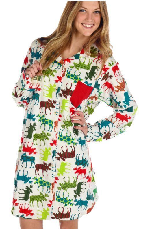 Flannel Nightshirt Moose