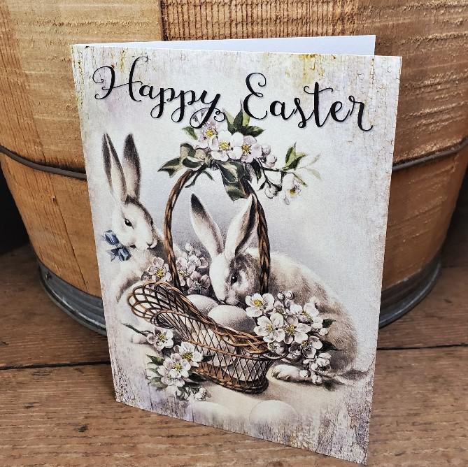 Floral basket with Bunnies Easter Card by Yesterday's Best
