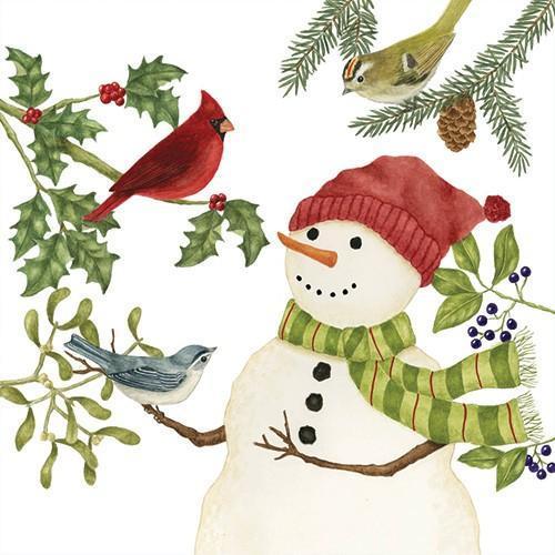 Flour Sack Towel Set Feathered Friends Snowman