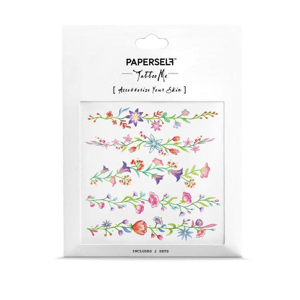 Colorful Temporary Tattoo Stickers Flower Chain