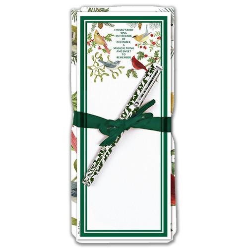 Flower Sack Towel & Magnetic Note Pad Gift Set | Bird Sing in December