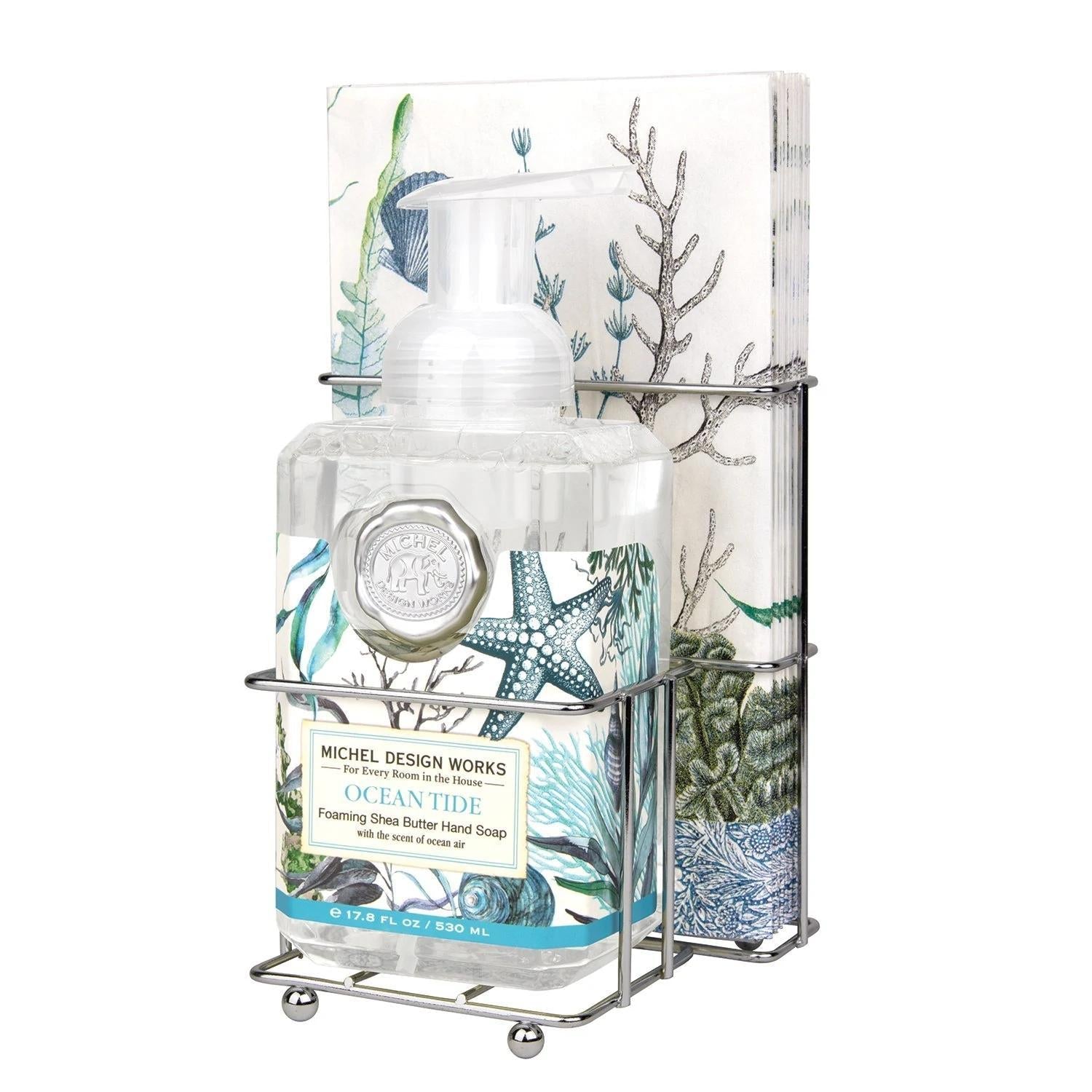 Foaming Shea Butter Hand Soap & Napkin Set | Ocean Tide