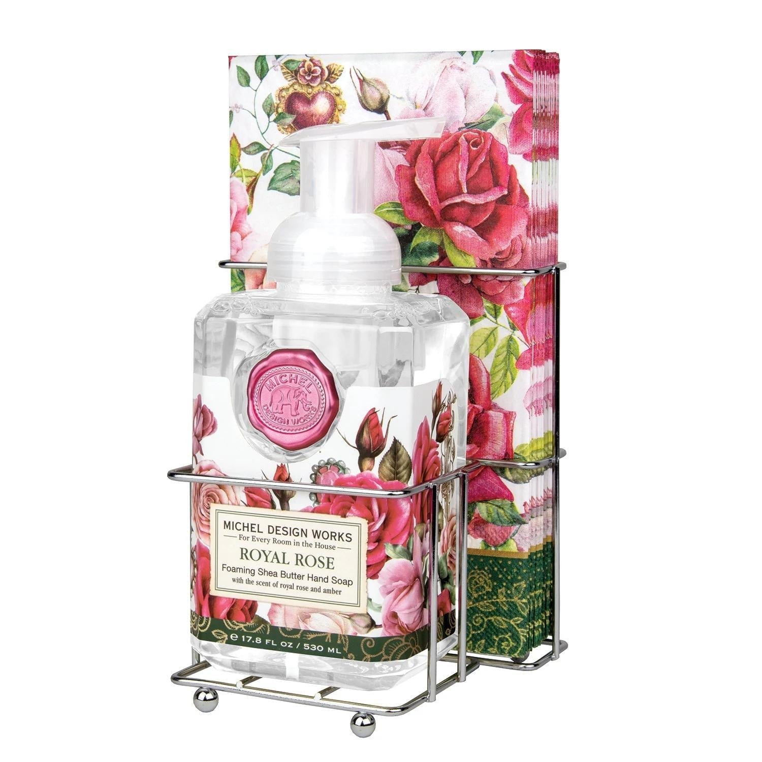 Foaming Shea Butter Hand Soap & Napkin Set | Royal Rose