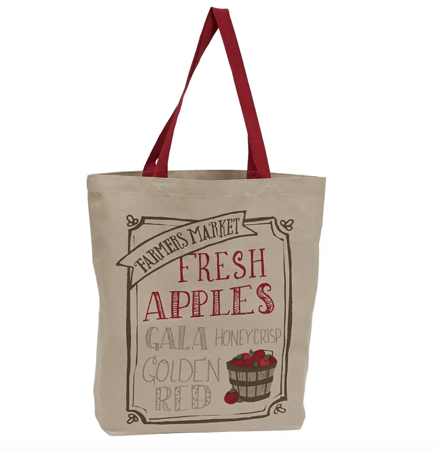 Fresh Apples Printed Tote Shopping Bag by Design Imports
