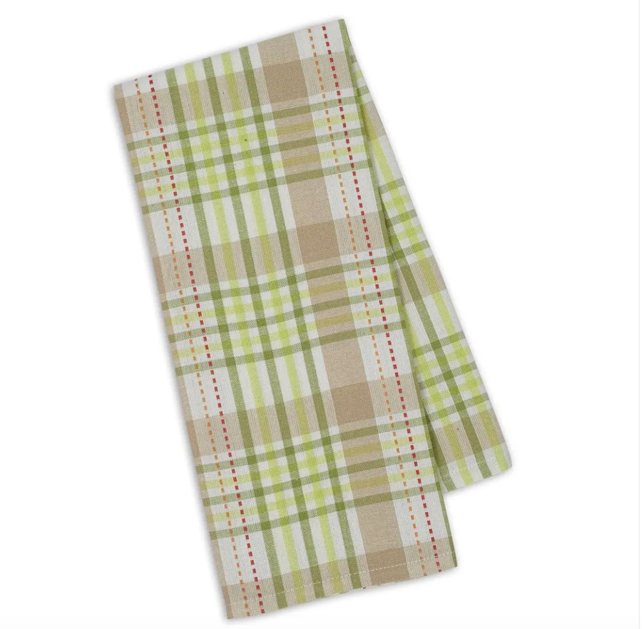 Garden Green Trellis Plaid Dishtowel by Design Imports