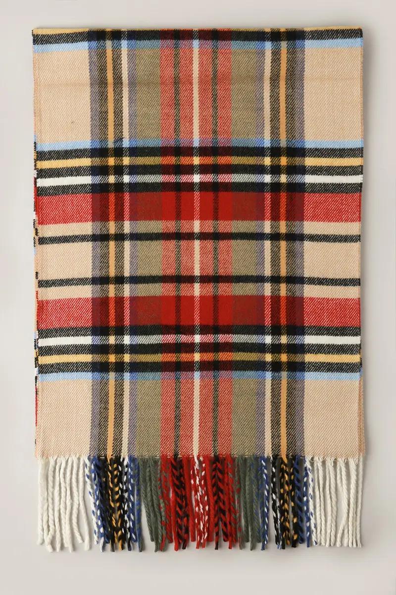 Giant Check Cashmere Feel Muffler Scarf | Light Multi-Covered