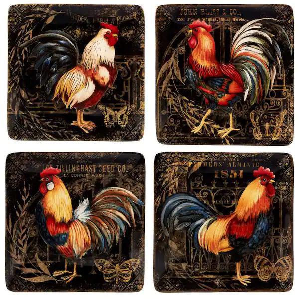 Gilded Rooster Canape Plate