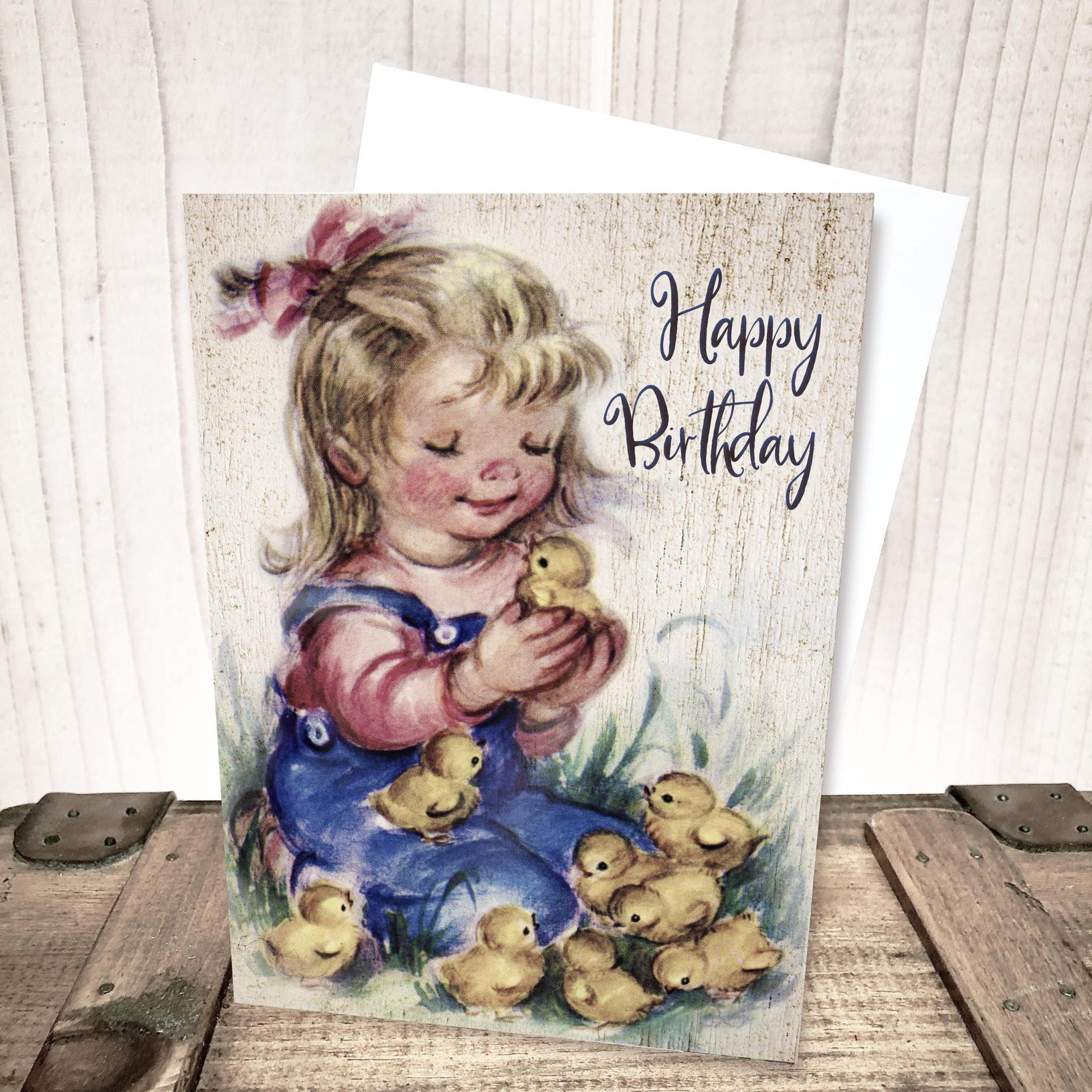 Girl with Chicks Birthday Card by Yesterday's Best