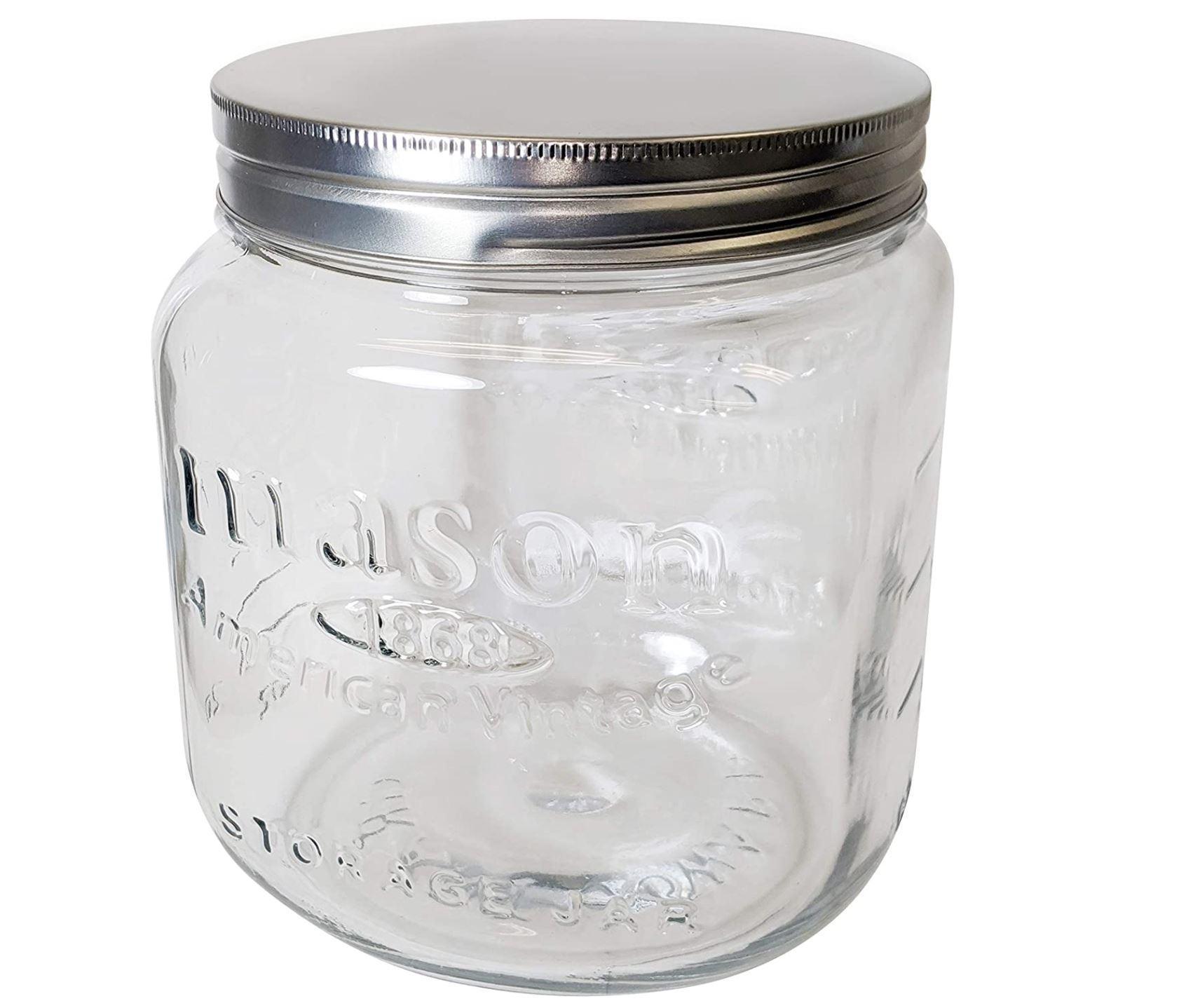 Glass Mason Embossed Storage Jar