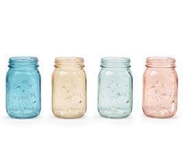 Glass Mason Jar Spring Colors Pint
