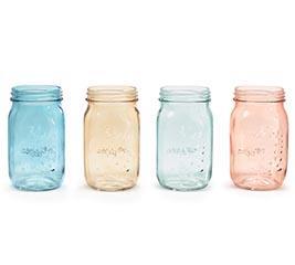Glass Mason Jar Spring Colors Quart