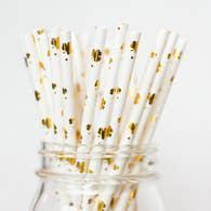 Colorful Paper Straws Gold Shamrock
