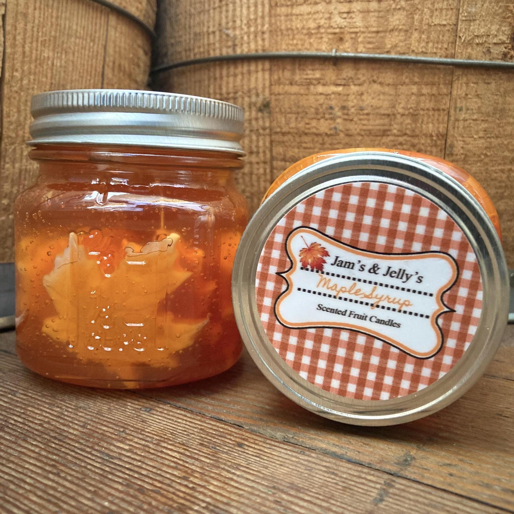 Grandma's Kitchen Fruit Preserves Gel Candle with Wax Fruit | Maple Syrup