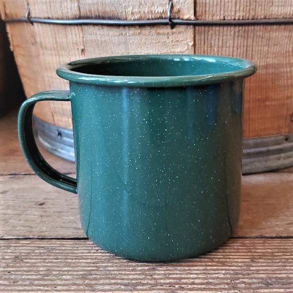 16 oz Mug Speckled Enamelware Green