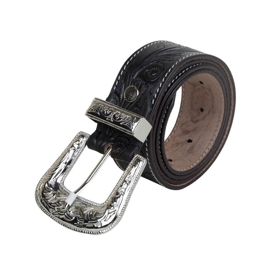 Hand-Tooled Leather Belt | Runner Up Black