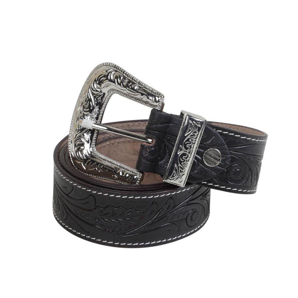 Hand-Tooled Leather Belt | Runner Up Black