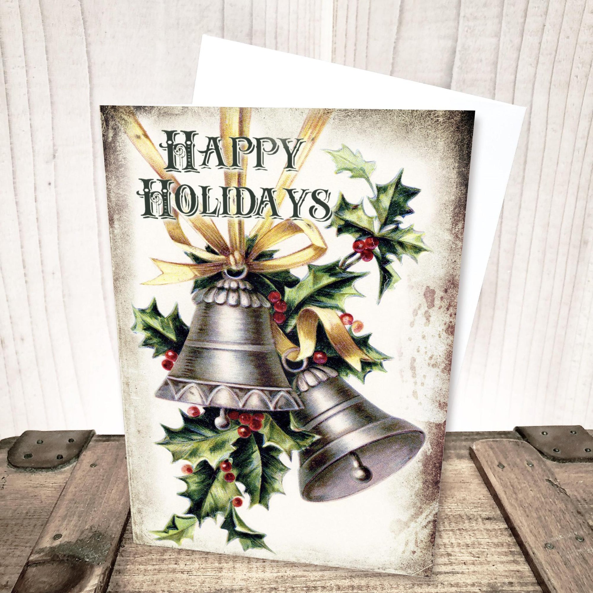 Happy Holidays Bells and Holly Christmas Card by Yesterday's Best