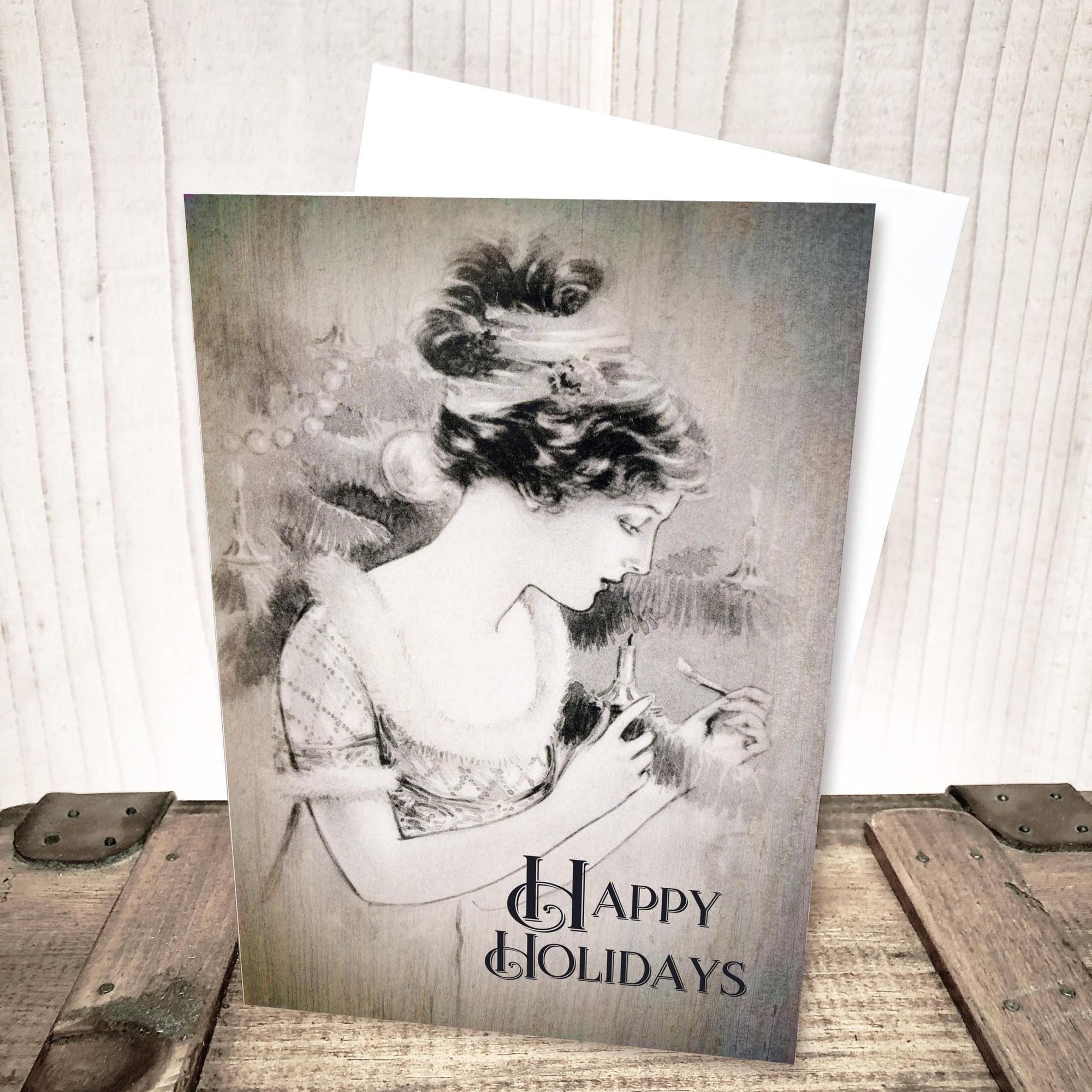 Happy Holidays Vintage Beauty Christmas Card by Yesterday's Best