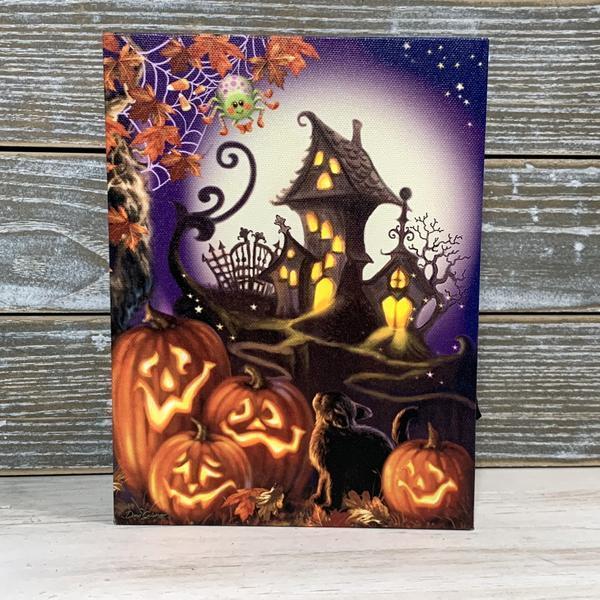 Haunted House- Lighted Tabletop Canvas