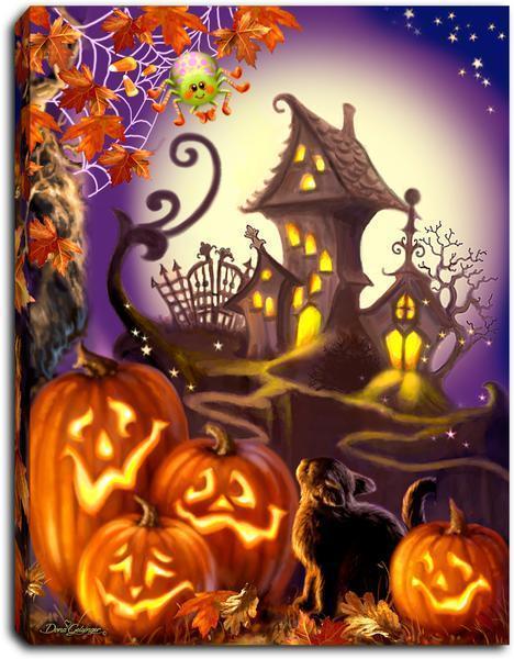 Haunted House- Lighted Tabletop Canvas