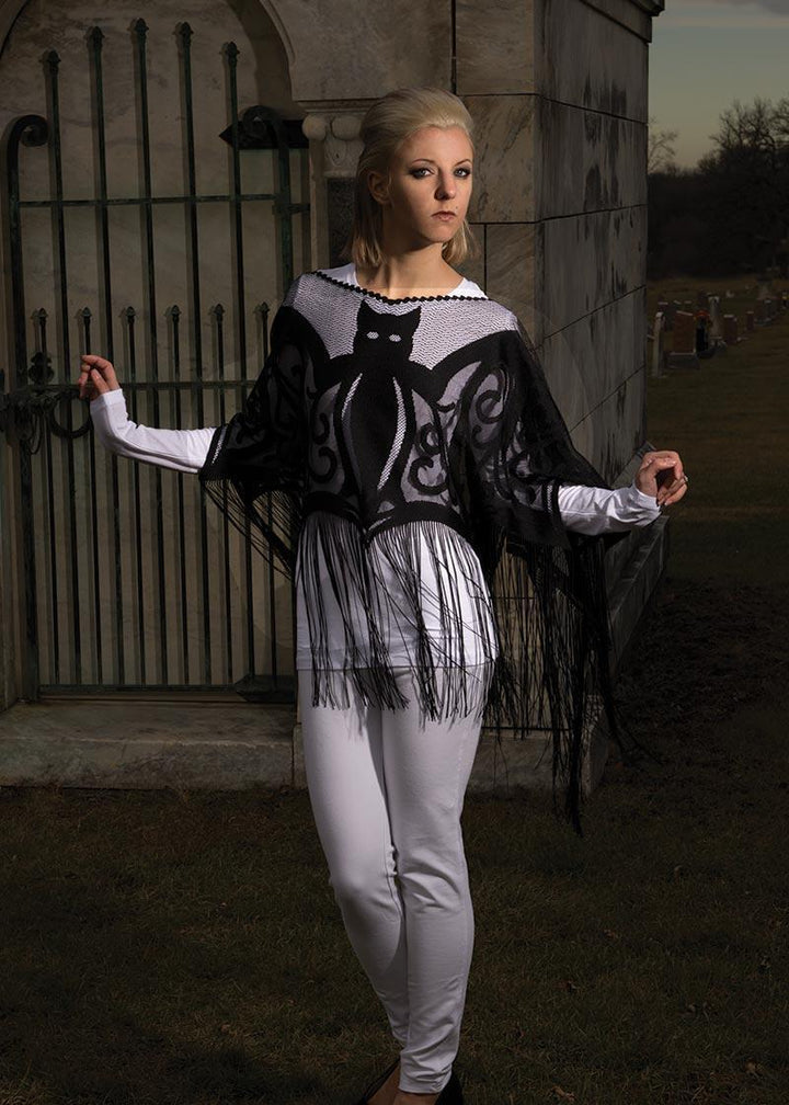 Heritage Lace | Bats Poncho with Fringe
