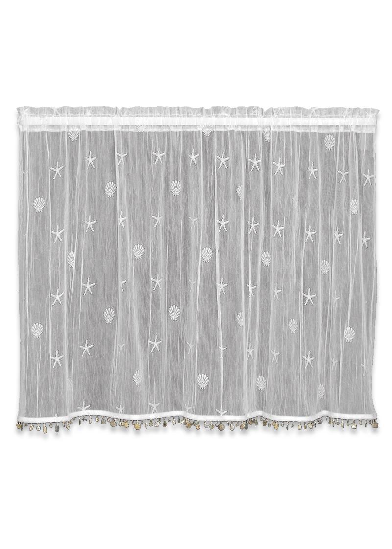 Heritage Lace Curtains |Sand Shell Tier with Trim