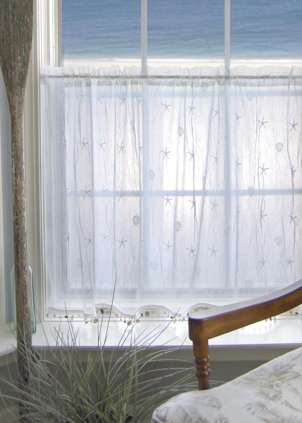 Heritage Lace Curtains |Sand Shell Tier with Trim