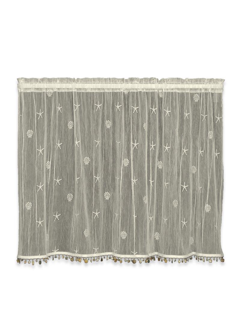 Heritage Lace Curtains |Sand Shell Tier with Trim