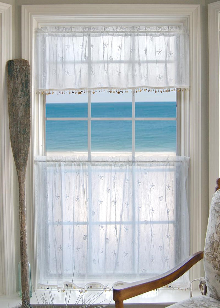 Heritage Lace Curtains |Sand Shell Tier with Trim