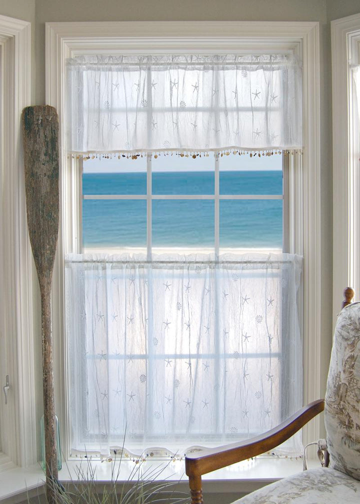 Heritage Lace Curtains | Sand Shell Valance with Trim
