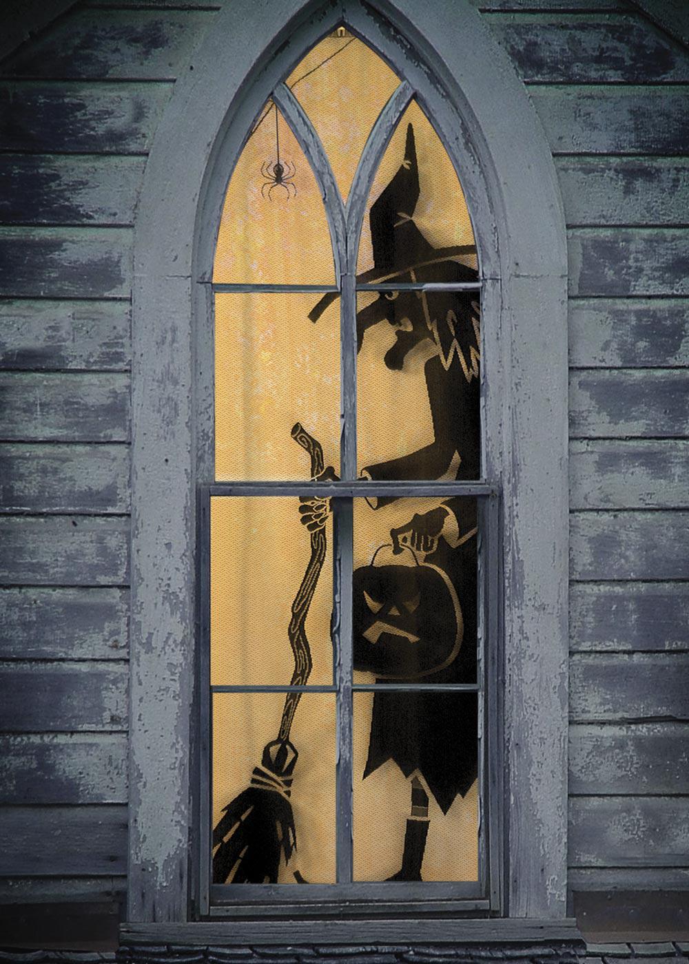 Heritage Lace Halloween Curtain Panel | Witch Scene