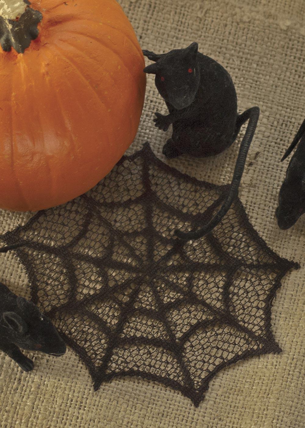 Heritage Lace Halloween Doily | Spider Web 6"