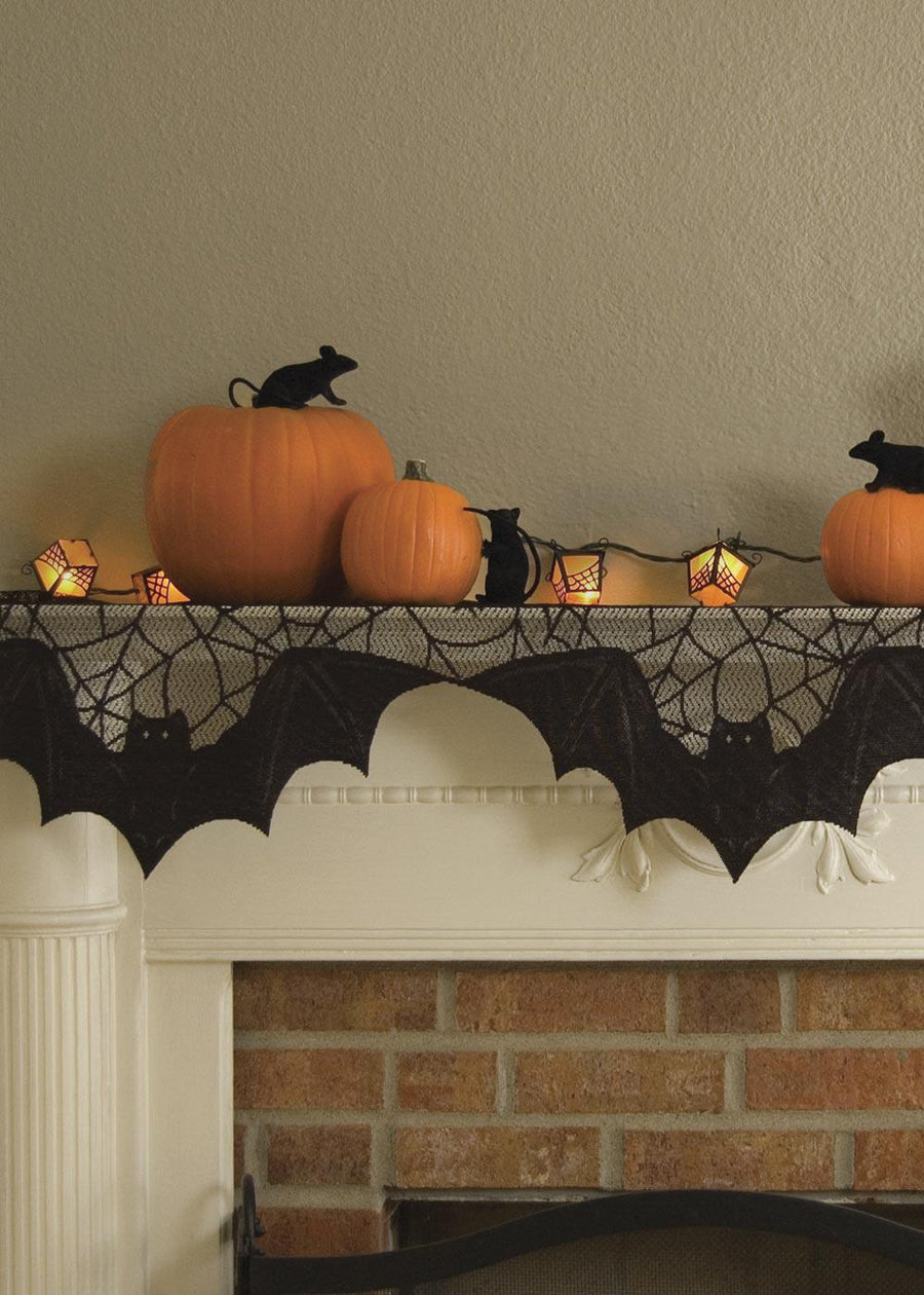 Heritage Lace Halloween Mantle Scarf | Bats!