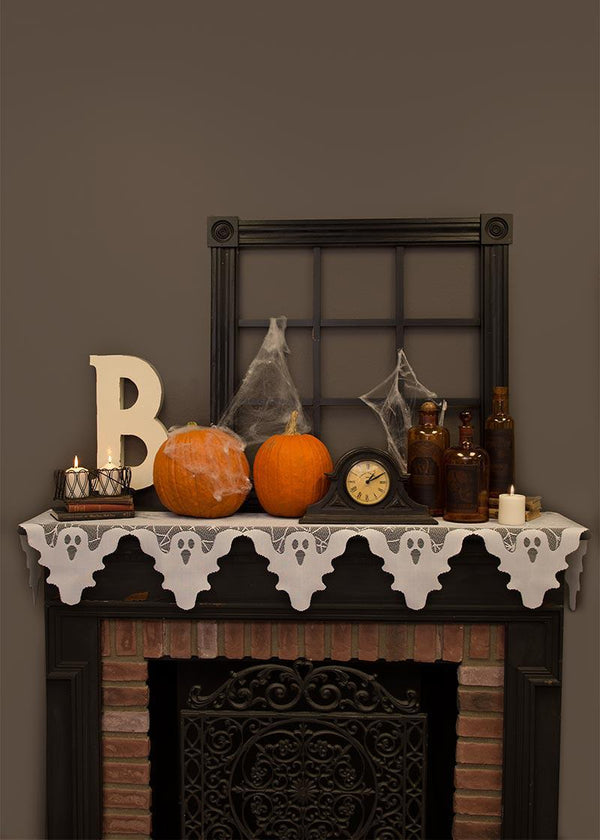 Heritage Lace Halloween Mantle Scarf | Ghost