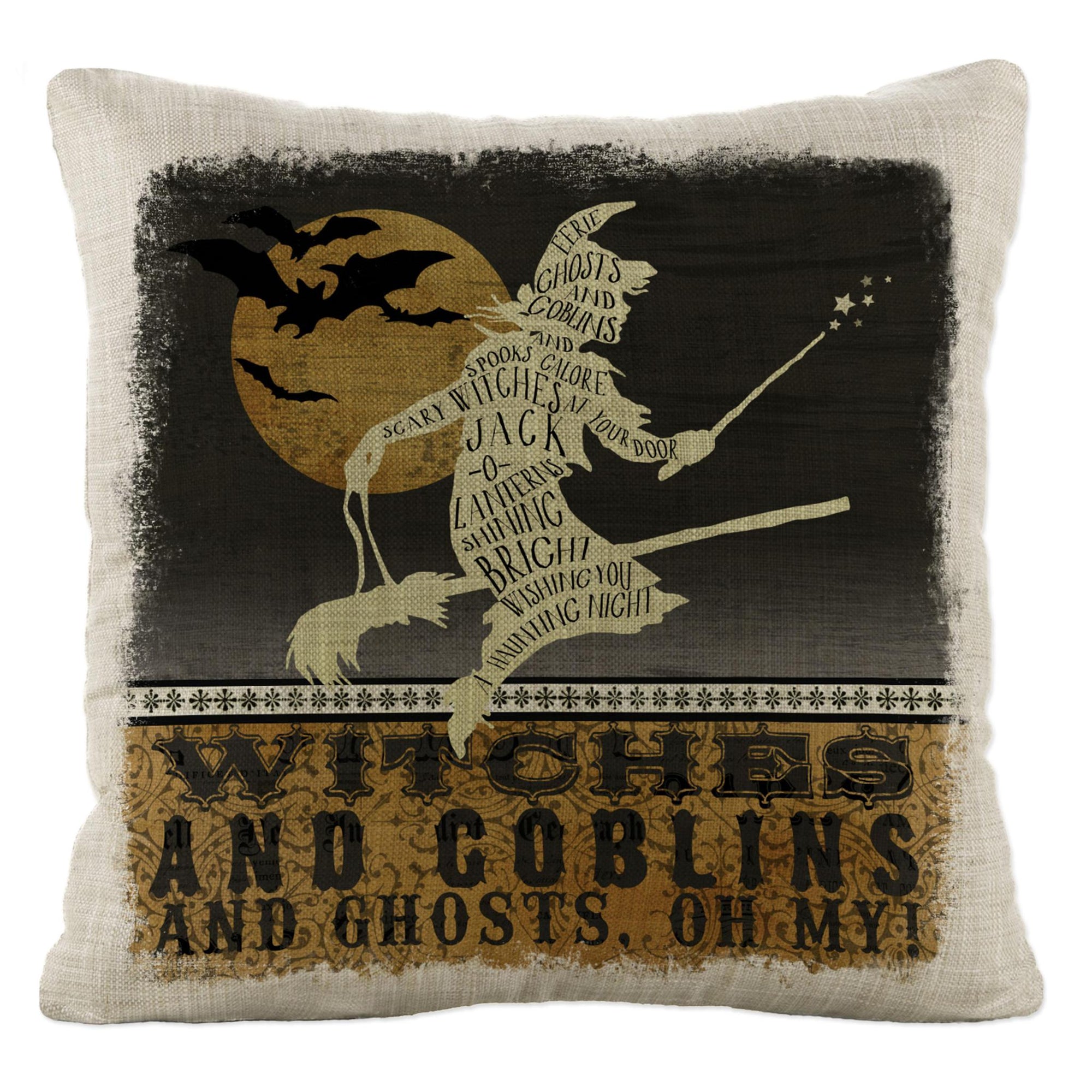 Heritage Lace Halloween Pillow | Witches & Goblins