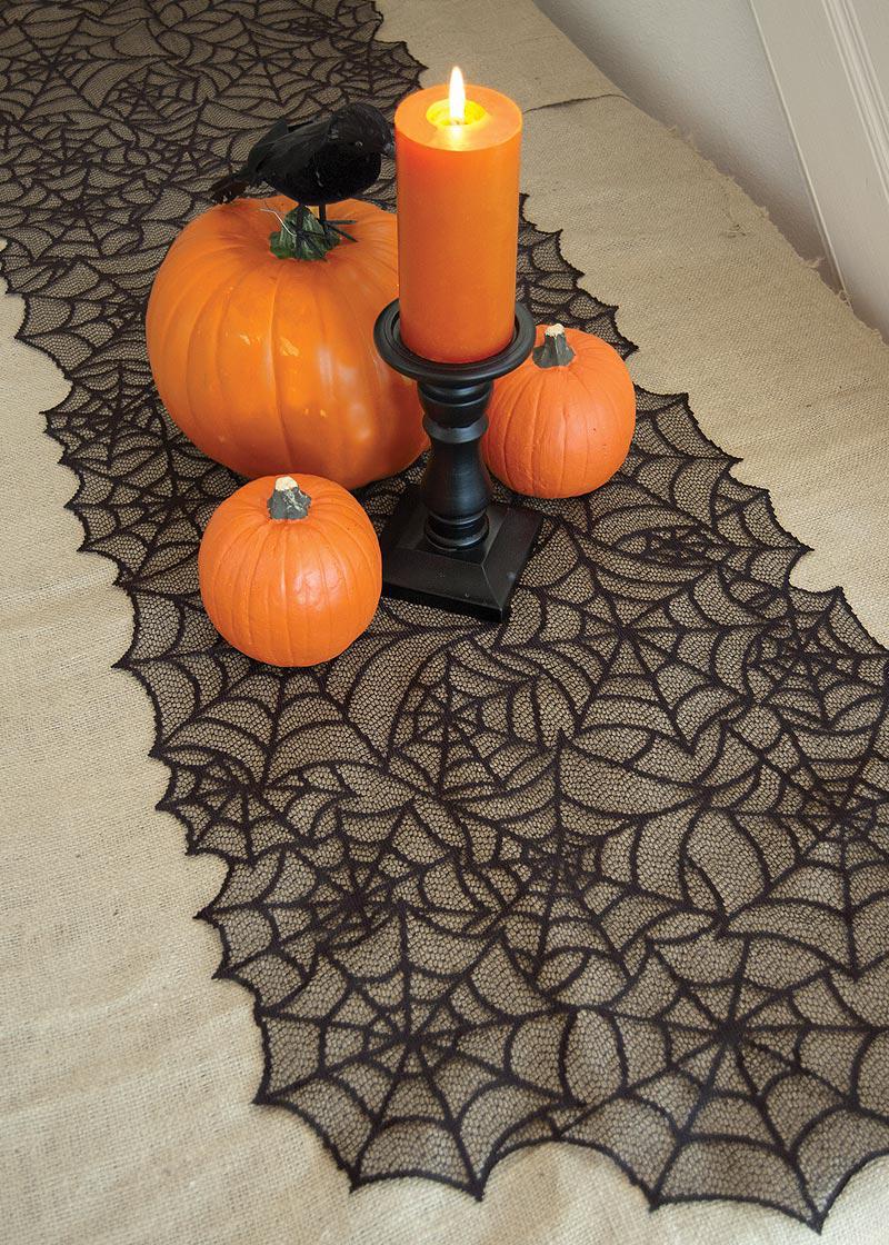 Heritage Lace Halloween Table Runner | Spider Web