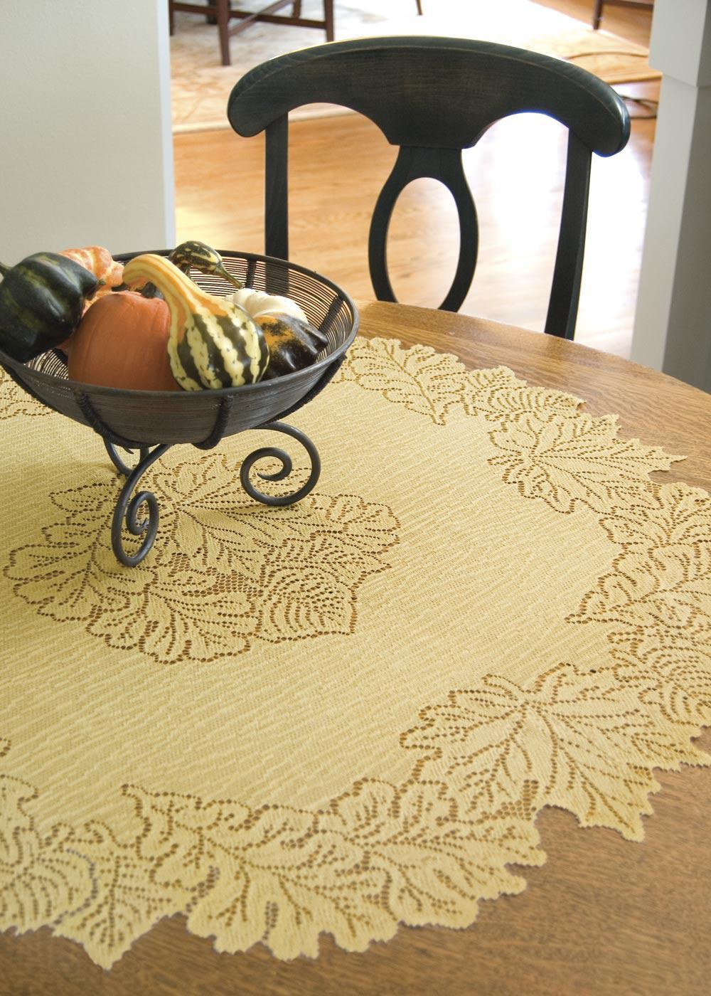 Heritage Lace Round Table Topper | Leaf
