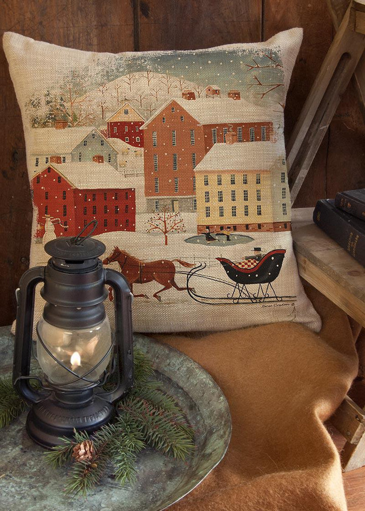 Heritage Lace Winter Pillow | Sleigh Ride