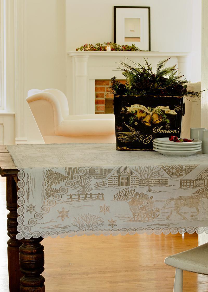 Heritage Lace Winter Table Topper | Sleigh Ride