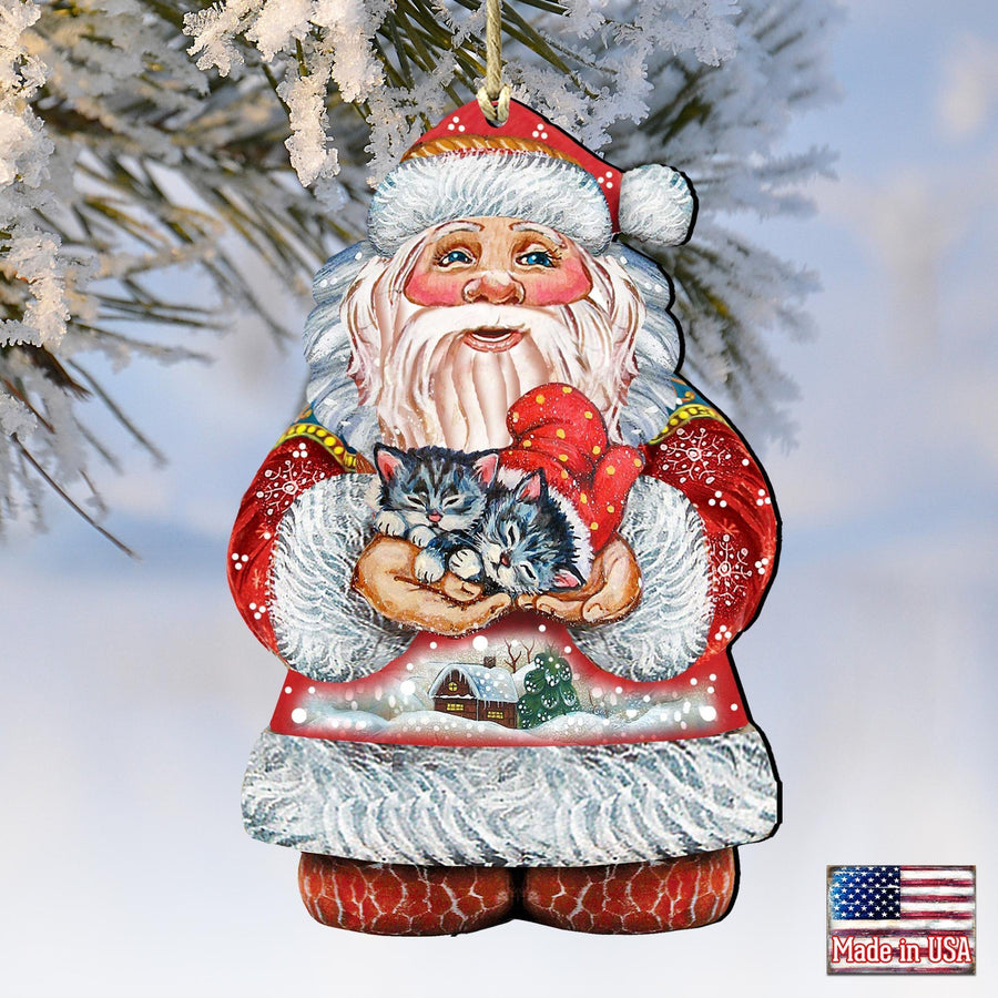 Holiday Kitten Santa Keepsake Decorative Christmas Ornament