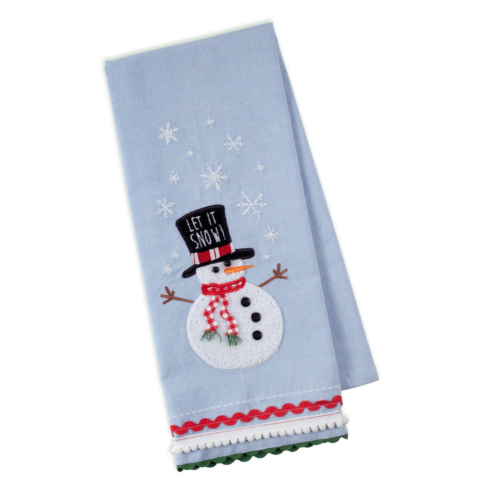 Holiday Snowman Embellished Kitchen Towel