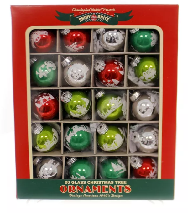 Holiday Splendor 1.25" 20 Count Decorated Rounds by  Shiny Brite