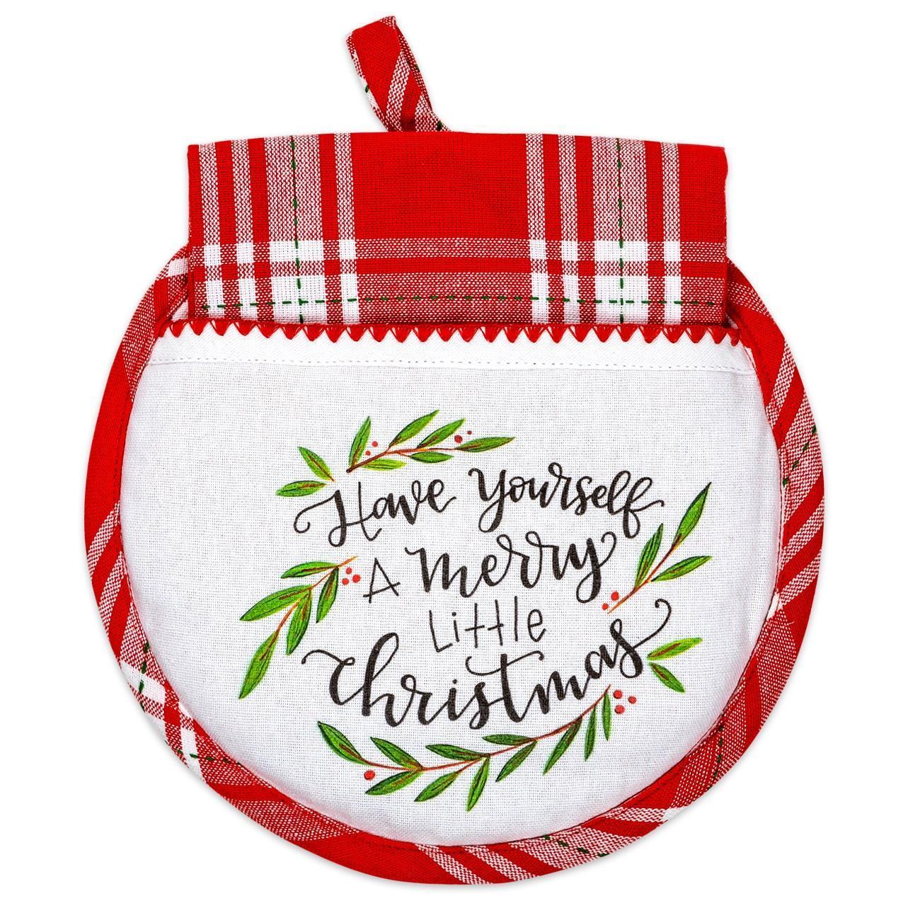 Hot Pad with Tea Towel "Merry Little Christmas"