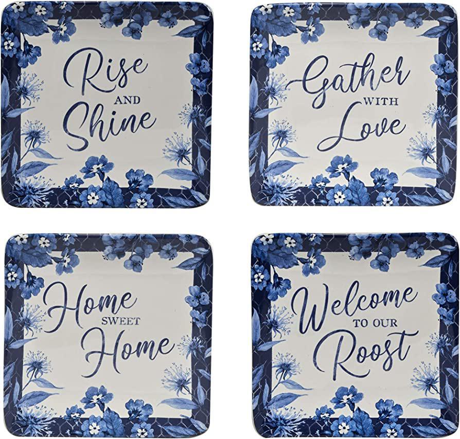 Indigo Rooster Canape Plate